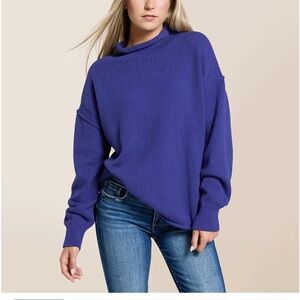 Free People Torres Oversized Sweater Skipper Blue NWT Size Small